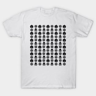 Creepy Christmas Skulls And Pumpkins Pattern T-Shirt